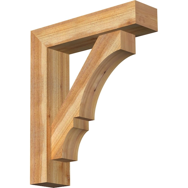 Ekena Millwork Balboa Block Rough Sawn Bracket w/ Offset Brace, Western Red Cedar, 6"W x 24"D x 28"H BKT0604X24X28BOA05RWR - main